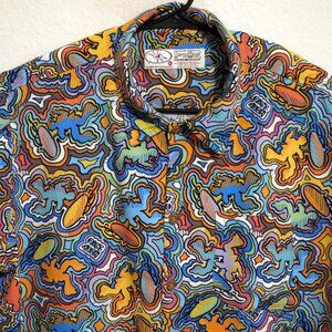 Bayou Wear Shirt Mens XL Short Sleeve Button Jazz Hawaiian Logo-a-Gogo